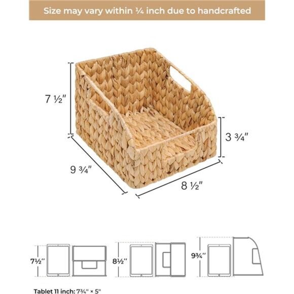 Pantry Baskets for Organizing, Wicker Baskets with Built-in Handles, Handwoven - Picture 3 of 7